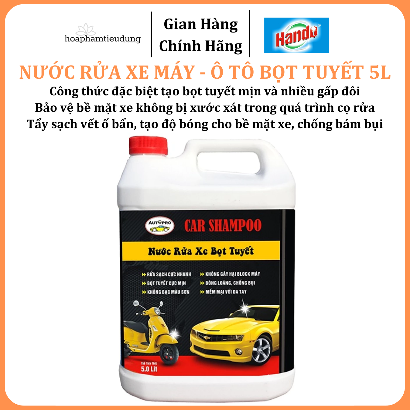Nước rửa xe máy, ô tô dạng bọt tuyết 5L