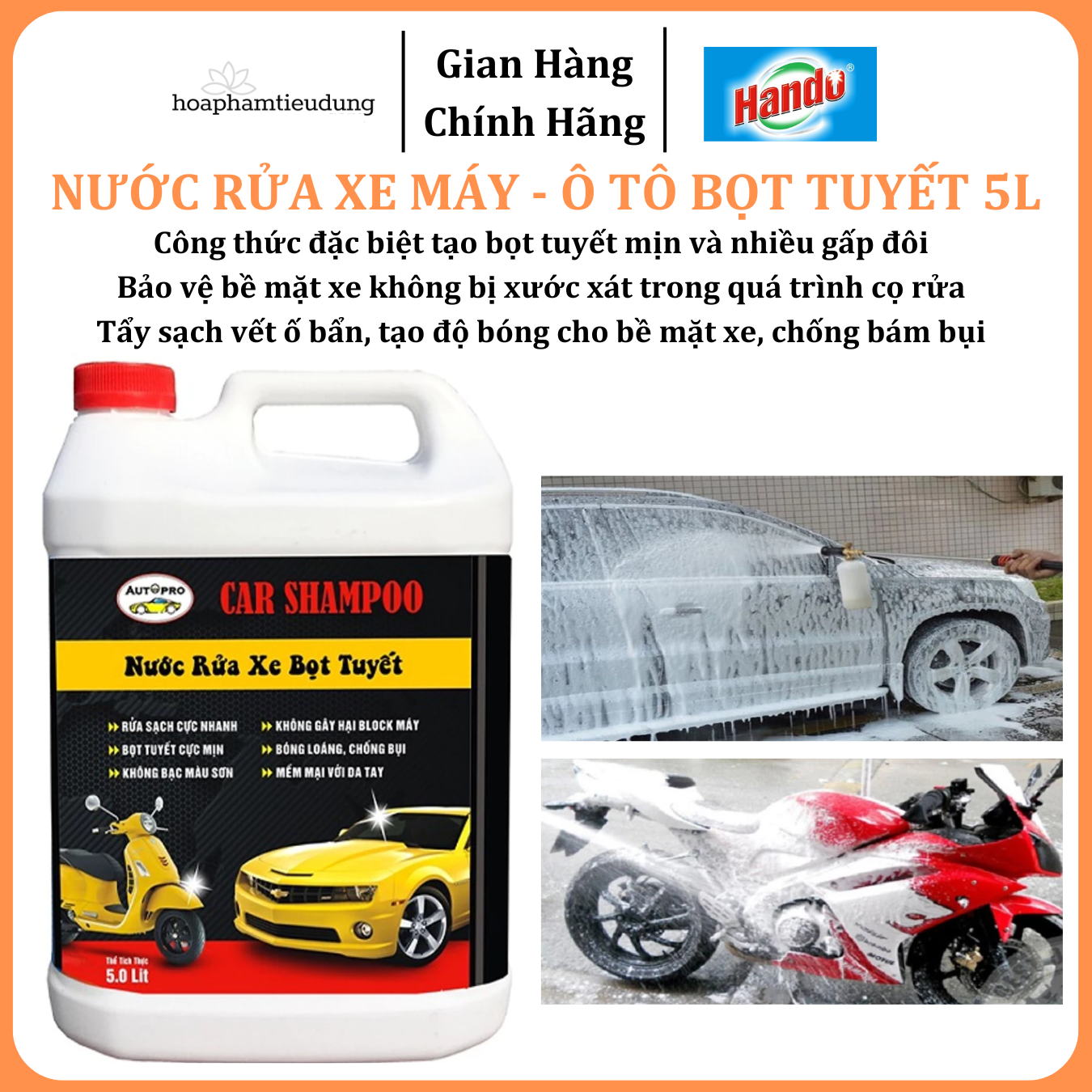 Nước rửa xe máy, ô tô dạng bọt tuyết 5L