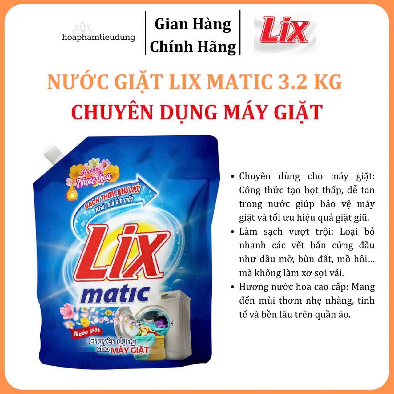 Nước giặt Lix 3.2 kg hương nước hoa, khử mùi nấm mốc