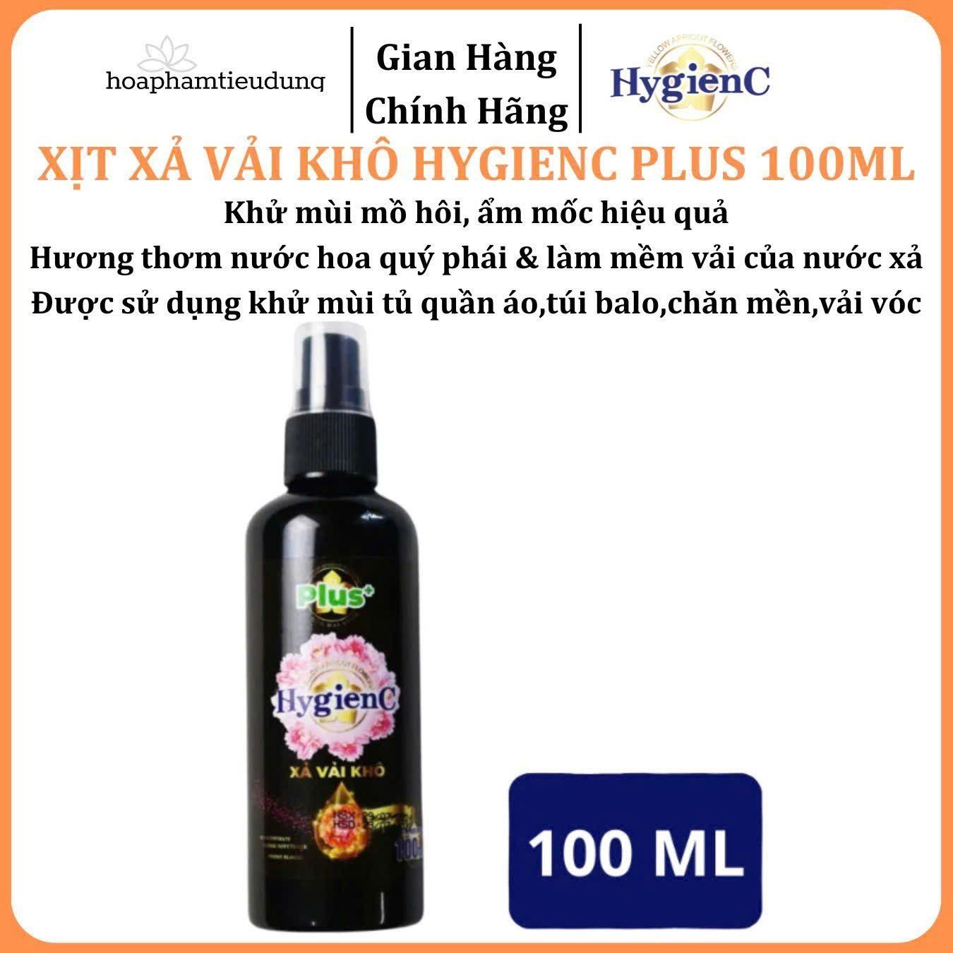 Xịt xả vải khô HygienC Plus lưu hương nước hoa, mềm vải, khử mùi hôi ẩm mốc tốt