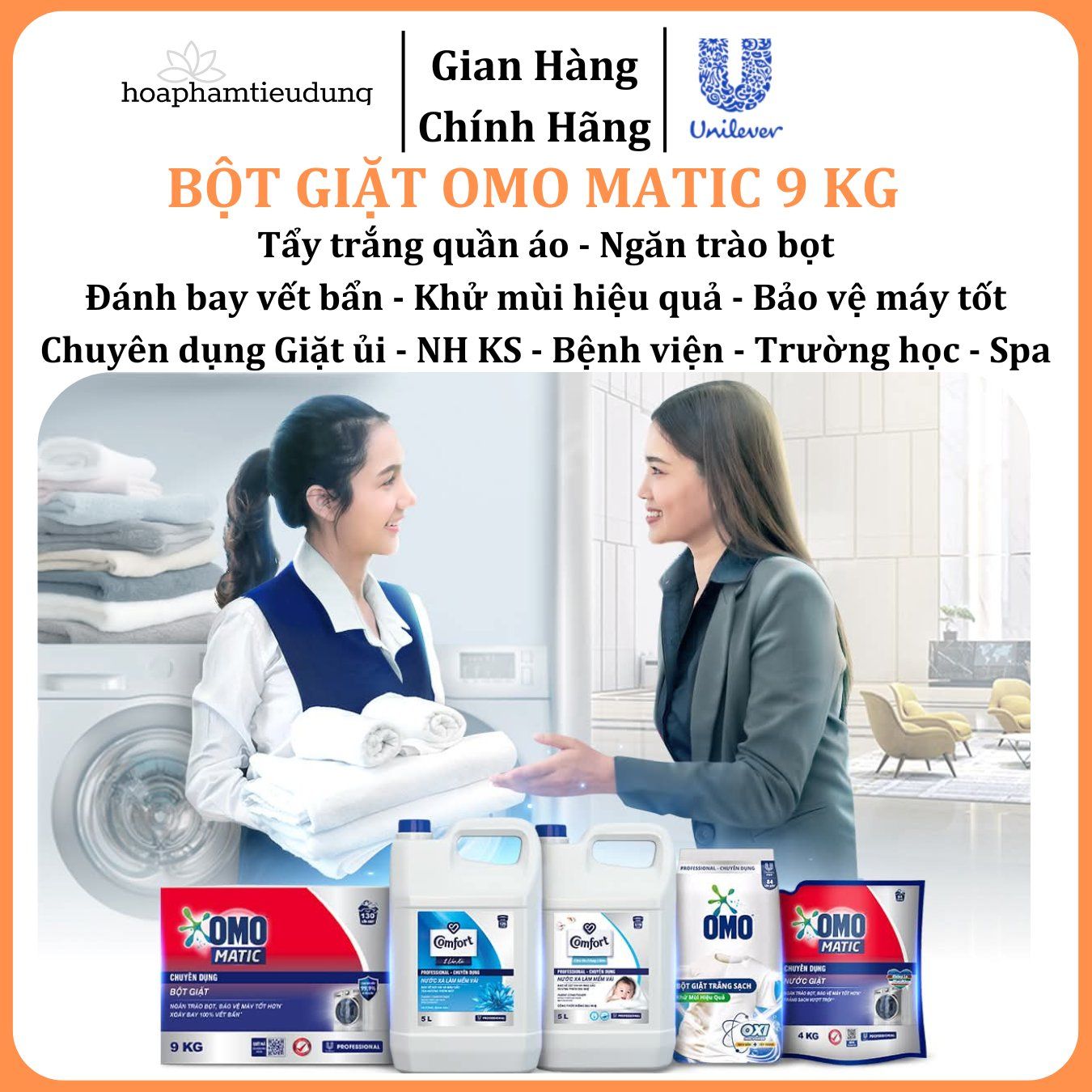 Bột giặt Omo Matic 9 Kg chuyên dụng Giặt ủi/ Nhà hàng/ Khách sạn/ Bệnh viện