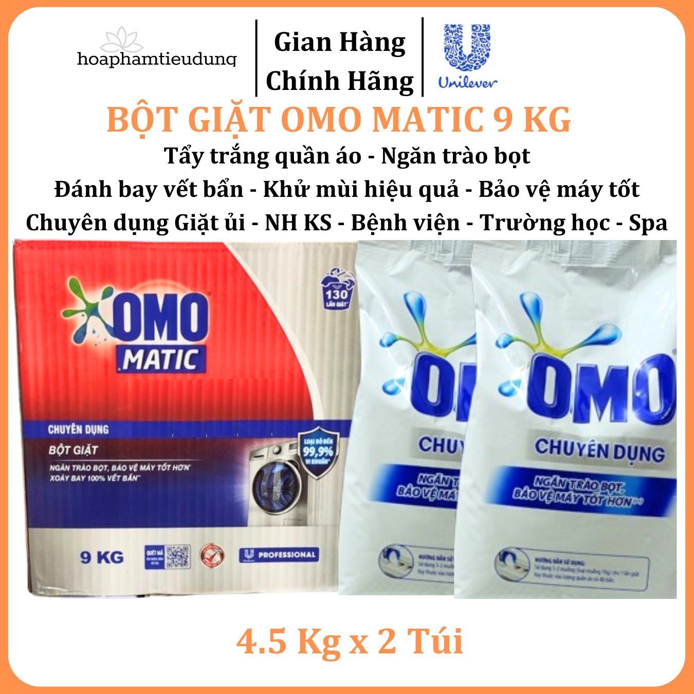 Bột giặt Omo Matic 9 Kg chuyên dụng Giặt ủi/ Nhà hàng/ Khách sạn/ Bệnh viện