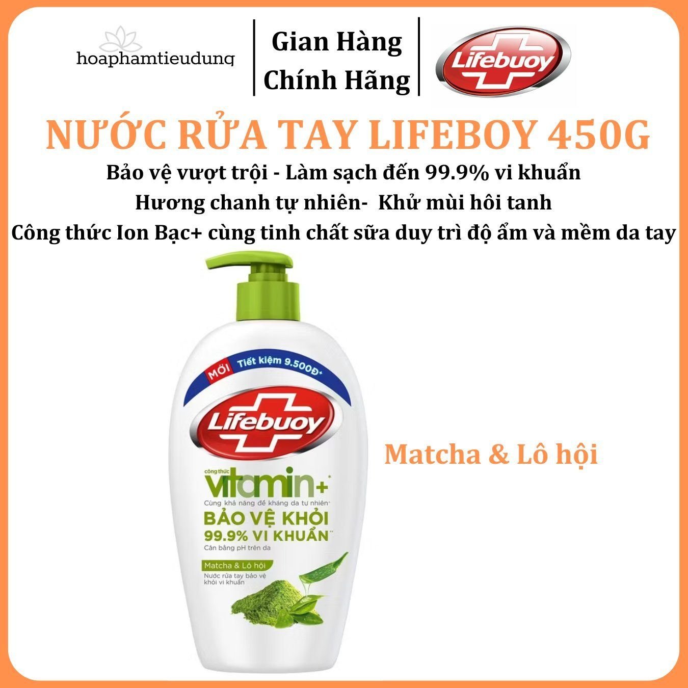 Nước Rửa Tay Lifebuoy Bảo Vệ Khỏi 99.9% Vi Khuẩn Gây Bệnh Với Ion Bạc+ Hỗ Trợ Cùng Đề Kháng Da Tự Nhiên 450g