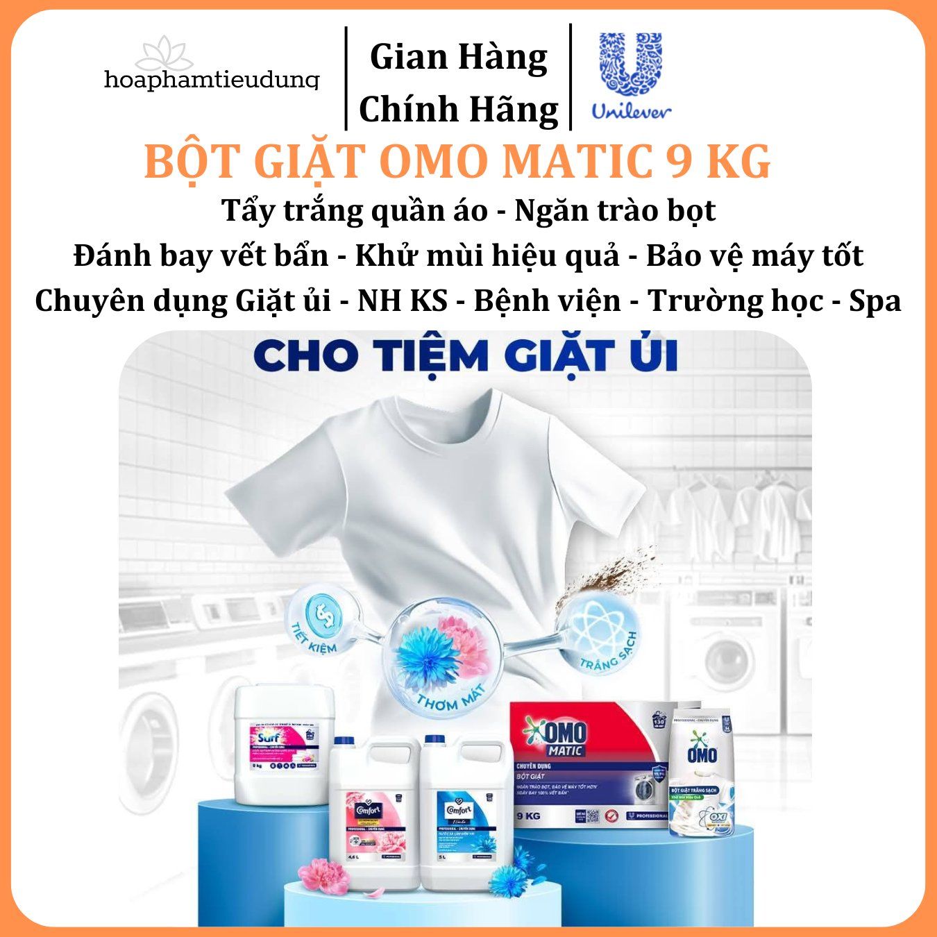 Bột giặt Omo Matic 9 Kg chuyên dụng Giặt ủi/ Nhà hàng/ Khách sạn/ Bệnh viện