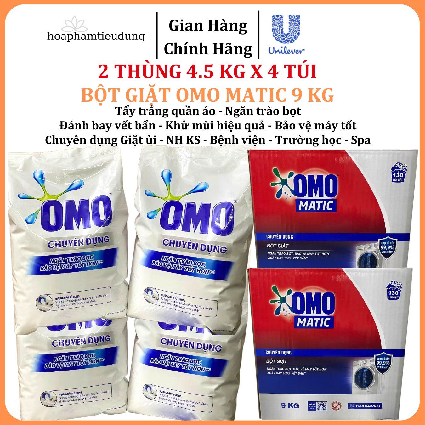 Bột giặt Omo Matic 9 Kg chuyên dụng Giặt ủi/ Nhà hàng/ Khách sạn/ Bệnh viện