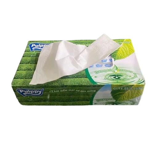 Giấy Lụa Hộp Pulppy Hương Trà Khăn Giấy Rút 100 Tờ 2 Lớp