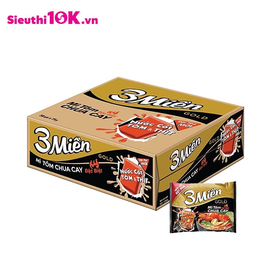 Thùng Mì 3 Miền tôm chua cay Gói 75G