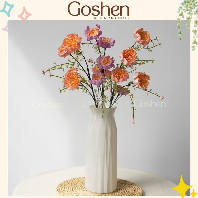 Hoa Trà Gạo Cổ, một cành 60cm, Nhiều Màu, Trang Trí Nhà Cửa Decor, Hoa Để Bàn