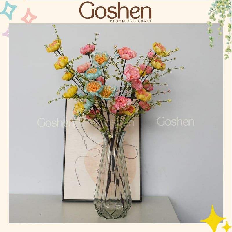 Hoa Trà Gạo Cổ, một cành 60cm, Nhiều Màu, Trang Trí Nhà Cửa Decor, Hoa Để Bàn