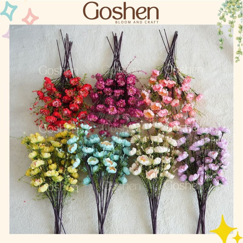 Hoa Trà Gạo Cổ, một cành 60cm, Nhiều Màu, Trang Trí Nhà Cửa Decor, Hoa Để Bàn