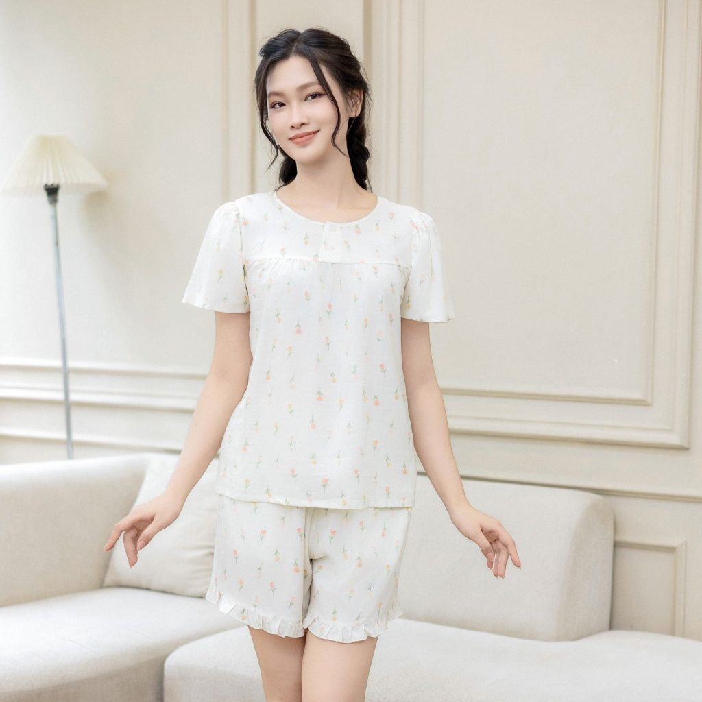 Bộ Đồ Mùa Hè Nữ Áo Tay Cộc Quần Đùi Lamode LST028AS0