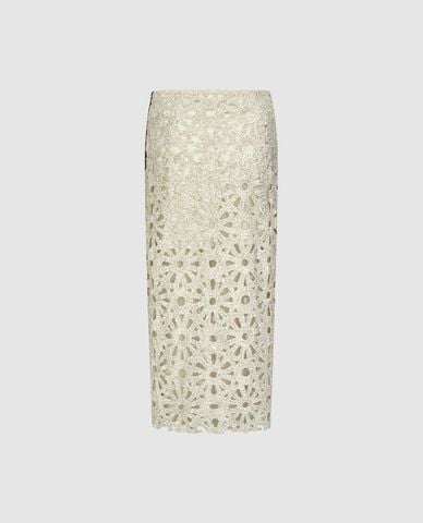 URBAN REVIVO - Chân váy bút chì midi ren hoa