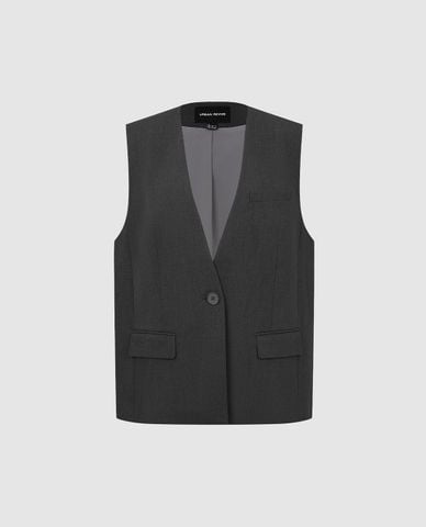 URBAN REVIVO - Áo khoác gilet nữ cổ V thời thượng