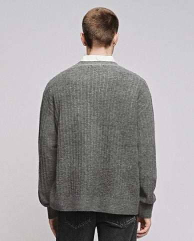 URBAN REVIVO - Áo khoác cardigan nam cổ V họa tiết thêu