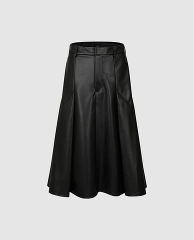 URBAN REVIVO - Chân váy chữ A midi da bóng