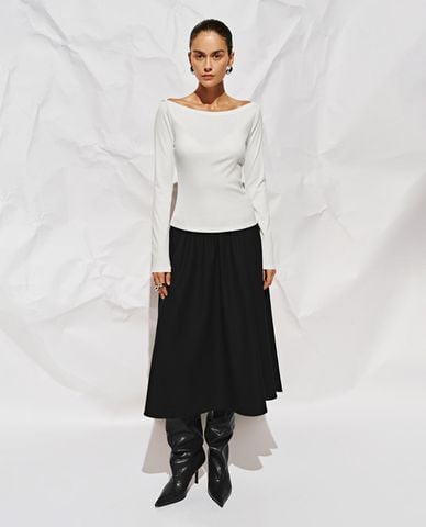 URBAN REVIVO - Chân váy chữ A midi lưng thun