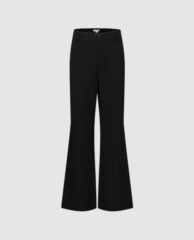 URBAN REVIVO - Quần nữ ống loe cạp cao đính nơ