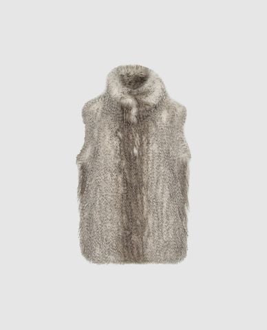 URBAN REVIVO - Áo khoác lông nữ cổ cao sát nách