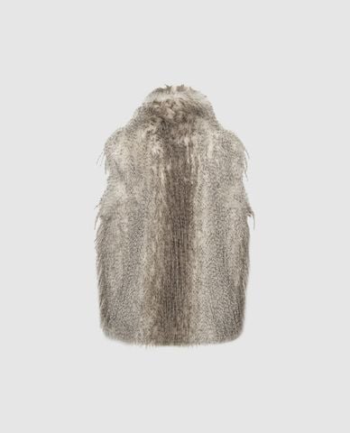 URBAN REVIVO - Áo khoác lông nữ cổ cao sát nách