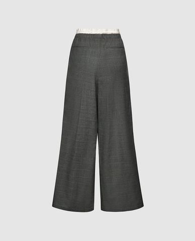 URBAN REVIVO - Quần nữ ống rộng lưng thun phối dây rút