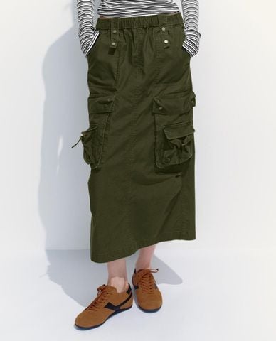 URBAN REVIVO - Chân váy phom suông midi phối túi