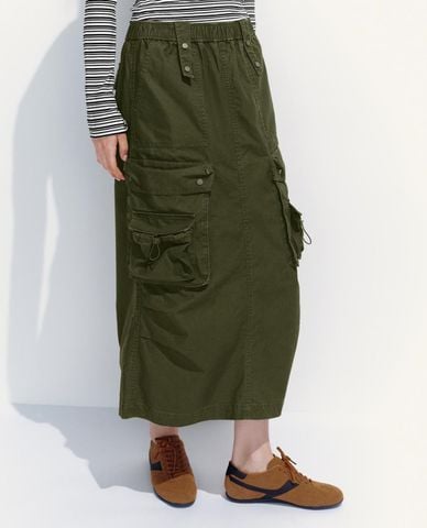 URBAN REVIVO - Chân váy phom suông midi phối túi