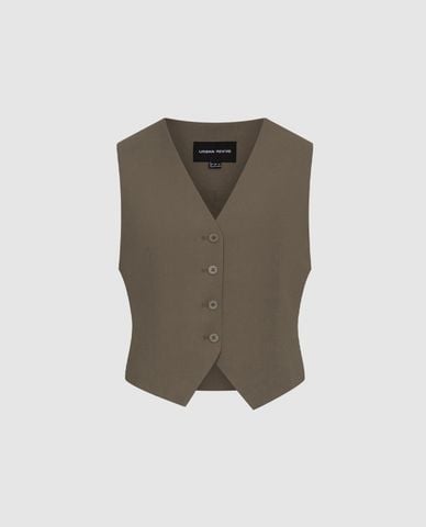 URBAN REVIVO - Áo khoác gilet nữ cổ V cổ điển