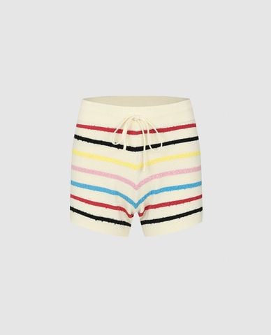 URBAN REVIVO - Quần short ngắn nữ dệt kim kẻ sọc
