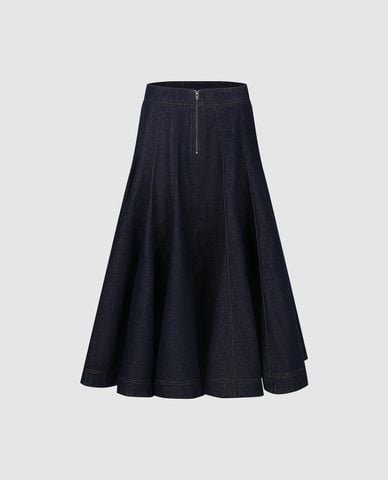 URBAN REVIVO - Chân váy denim midi lưng cao