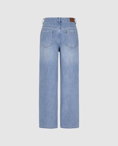 URBAN REVIVO - Quần jeans nữ ống rộng wash bạc