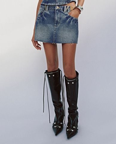 URBAN REVIVO - Chân váy denim mini phom chữ A