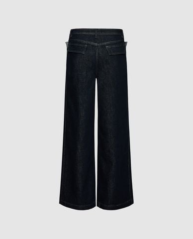 URBAN REVIVO - Quần jeans nữ ống rộng thời thượng