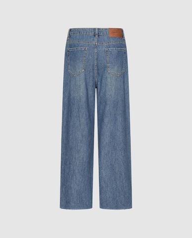 URBAN REVIVO - Quần jeans nữ ống rộng phối túi hộp