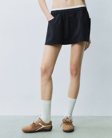 URBAN REVIVO - Chân váy chữ A mini lưng thun