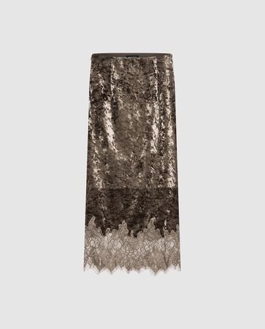 URBAN REVIVO - Chân váy phom suông midi phối ren