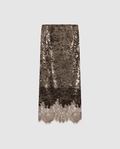 URBAN REVIVO - Chân váy phom suông midi phối ren