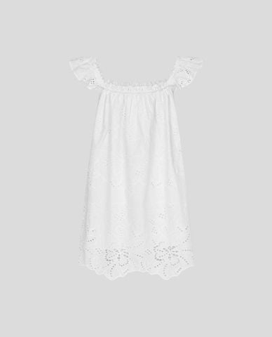 URBAN REVIVO - Đầm trễ vai mini cổ vuông bèo nhún