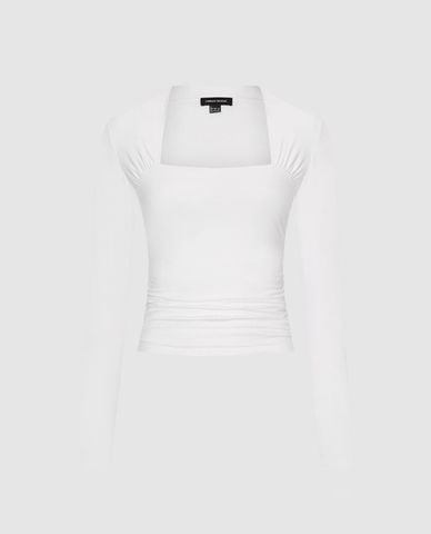 URBAN REVIVO - Áo thun nữ cổ vuông tay dài phom ôm