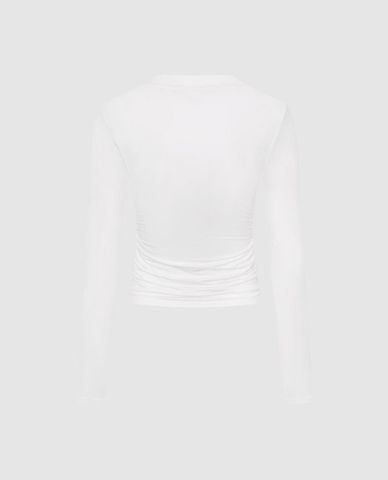 URBAN REVIVO - Áo thun nữ cổ vuông tay dài phom ôm