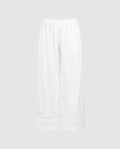 URBAN REVIVO - Quần nữ ống rộng phối ren