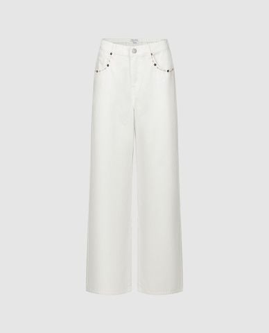 URBAN REVIVO - Quần jeans nữ ống rộng đính hạt