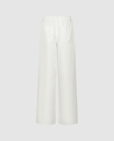 URBAN REVIVO - Quần jeans nữ ống rộng đính hạt