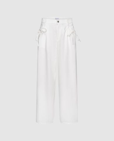 URBAN REVIVO - Quần nữ ống rộng phối dây nơ