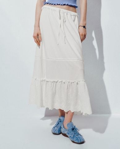 URBAN REVIVO - Chân váy xếp tầng midi lưng thun