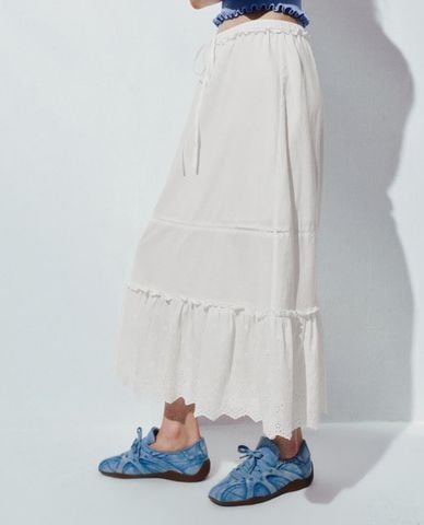 URBAN REVIVO - Chân váy xếp tầng midi lưng thun