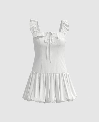 URBAN REVIVO - Đầm hai dây mini cổ vuông dáng xòe