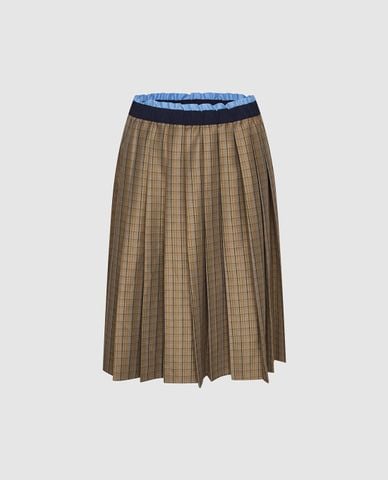 URBAN REVIVO - Chân váy xếp li midi sọc caro