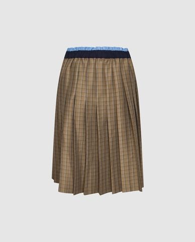 URBAN REVIVO - Chân váy xếp li midi sọc caro