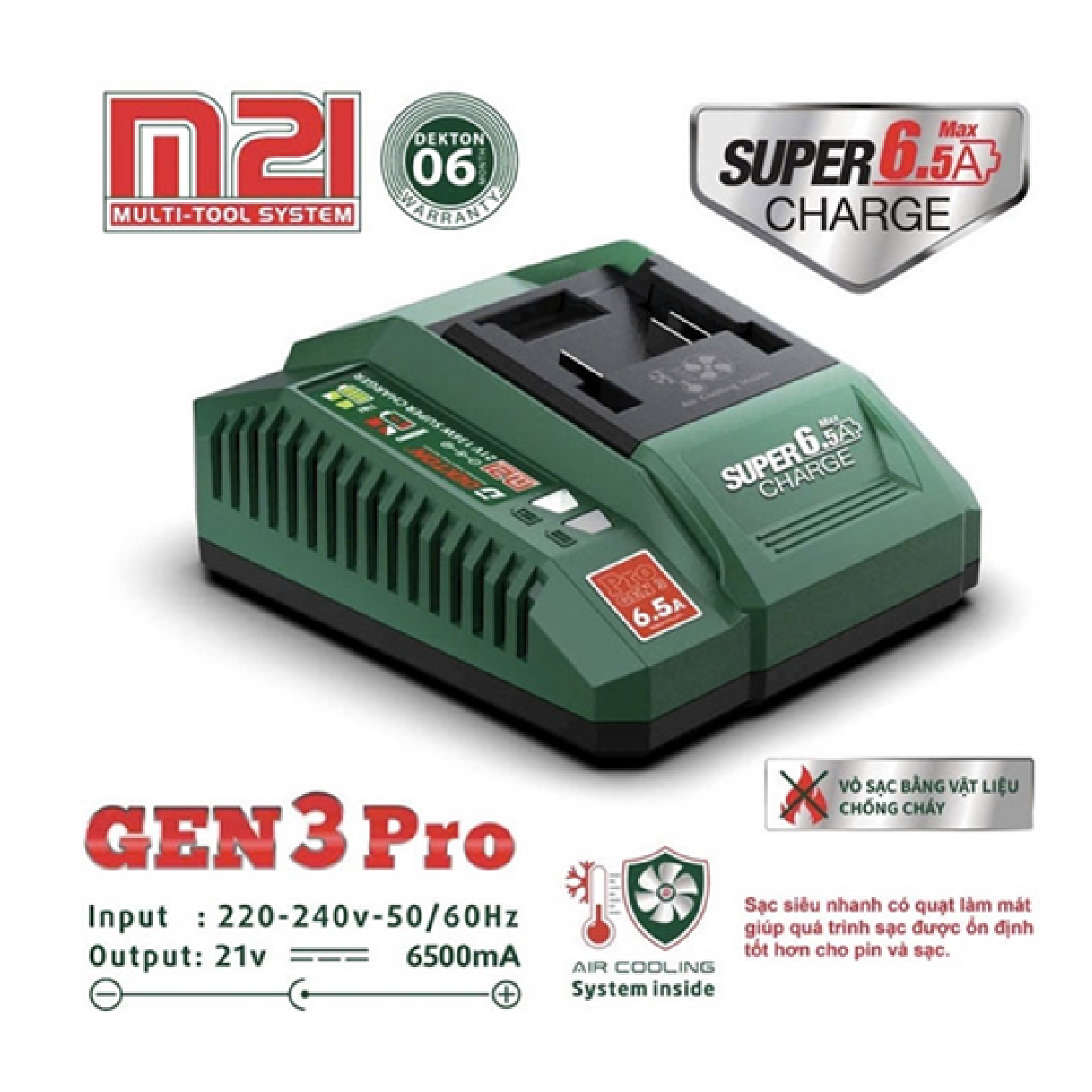 Đế sạc pin nhanh 21V Dekton M21-S65PRO