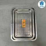 Khay inox 2 lớp, khay inox kép để thực phẩm, ấm chén size 22 x 32 cm, 27 x 36 cm
